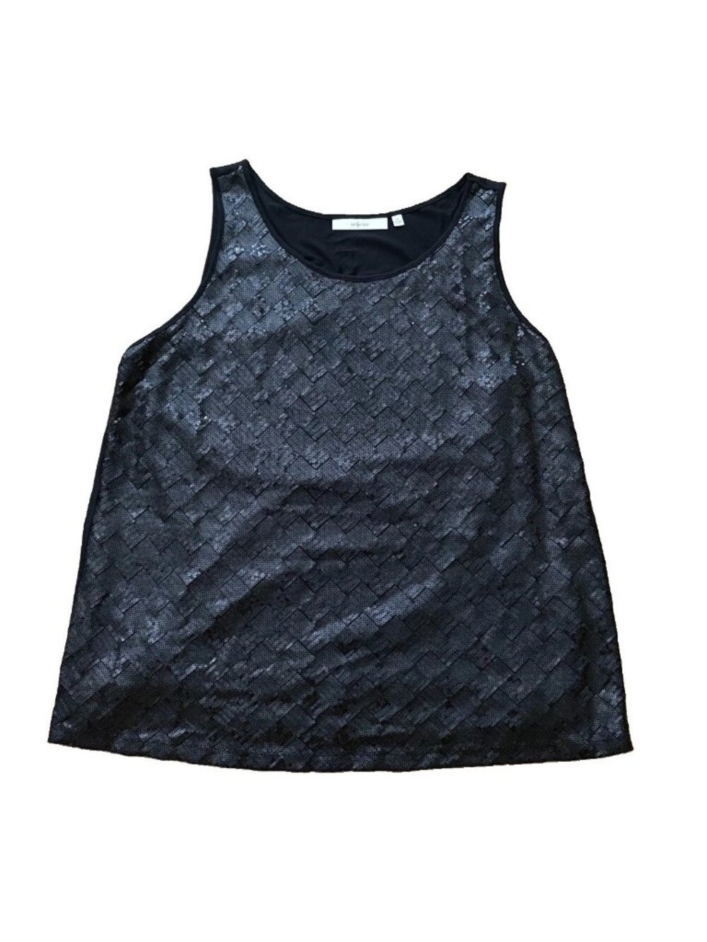 Sejour Women's 2X Black Sequin Knit Scoop Neck Sleeveless Tank Top Y2K